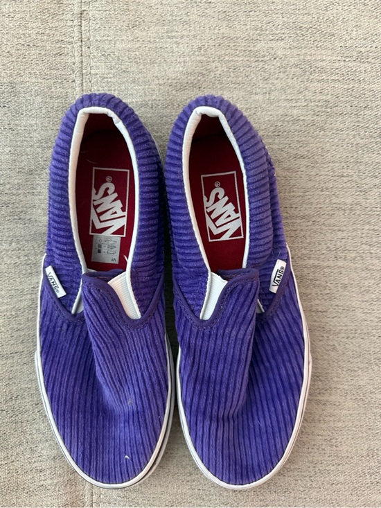 Vans Shoes - Vans Purple Corduroy Slip-On Sneakers with White Trim